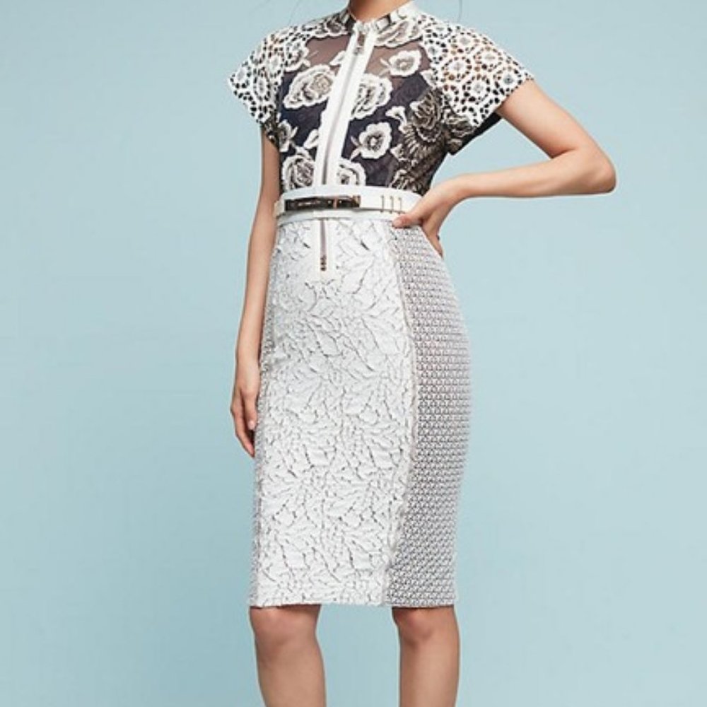 White Black Gold Byron Lars Beauty Mark Cocktail Dress